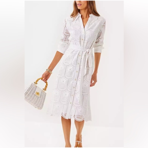 Lilly Pulitzer Dresses & Skirts - Lilly Pulitzer Eira Midi Shirt dress in Resort White
